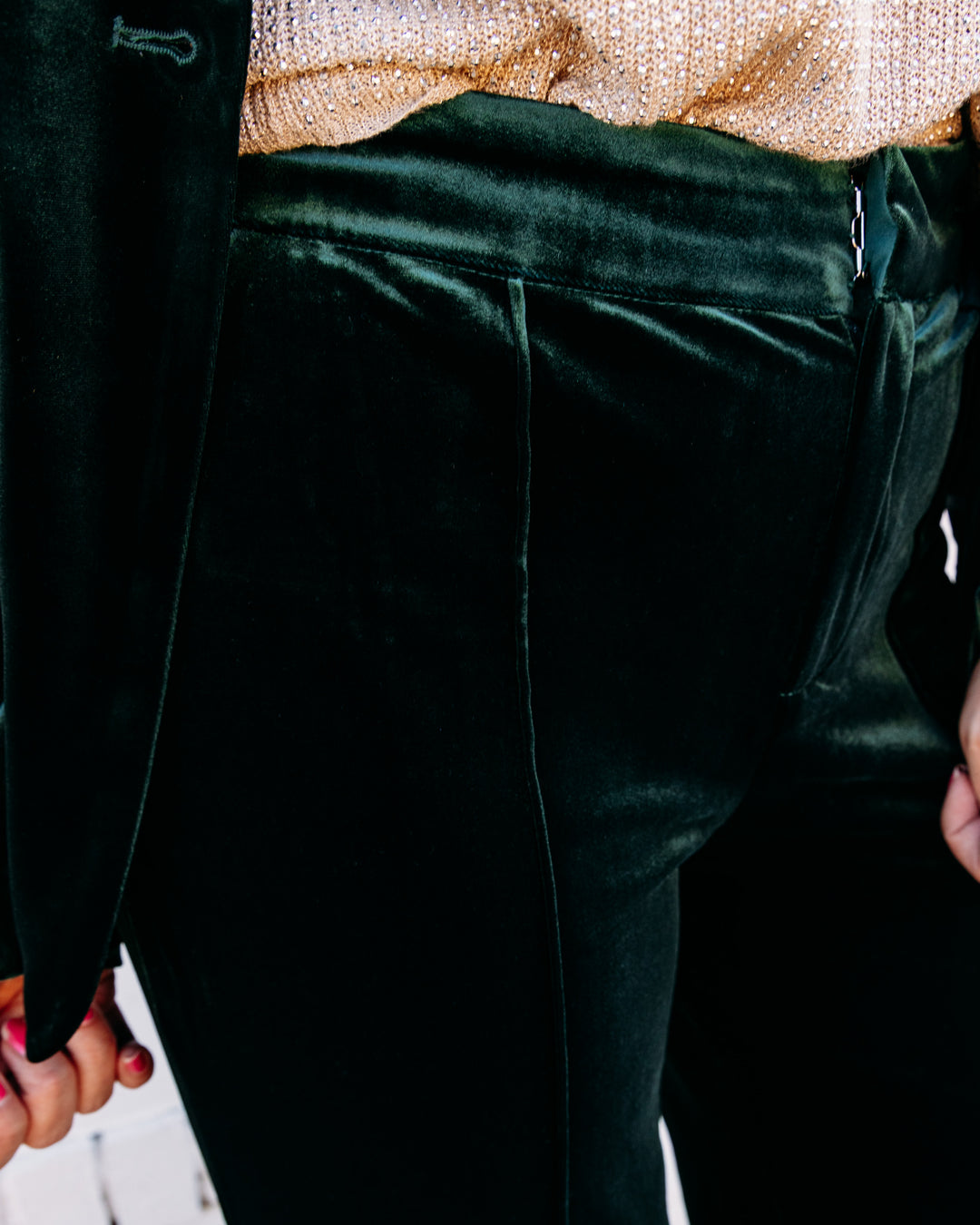 Elan:Velvet Dress Pants in Emerald (Ve2334)