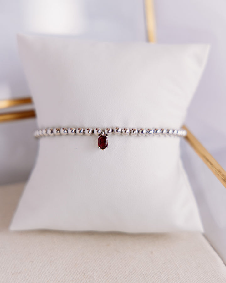 Kendra Scott: Cailin Stretch Bracelet in Silver Red Crystal