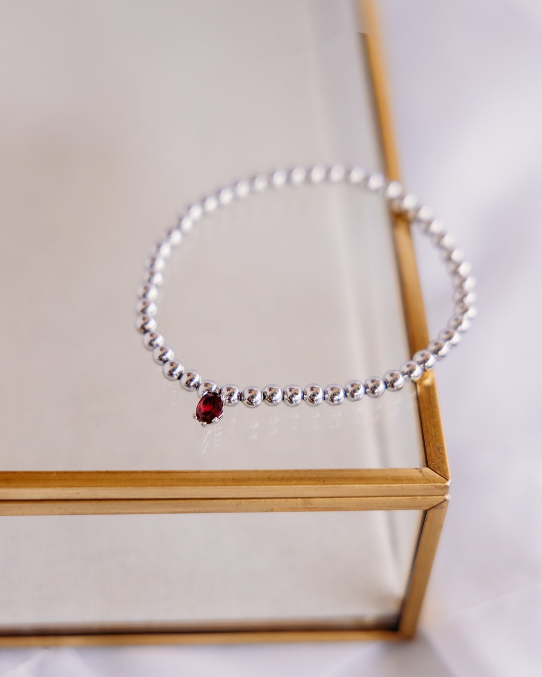 Kendra Scott: Cailin Stretch Bracelet in Silver Red Crystal