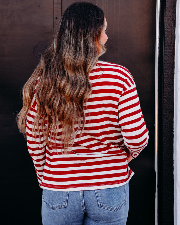 Multiples: 3/4 Sleeve Drop Shoulder Wide Neck Knit Top in Brick (M36507TM)