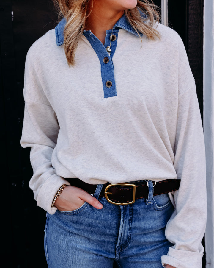 Thread & Supply Crest Pullover Heather Oatmeal T5590PVTS