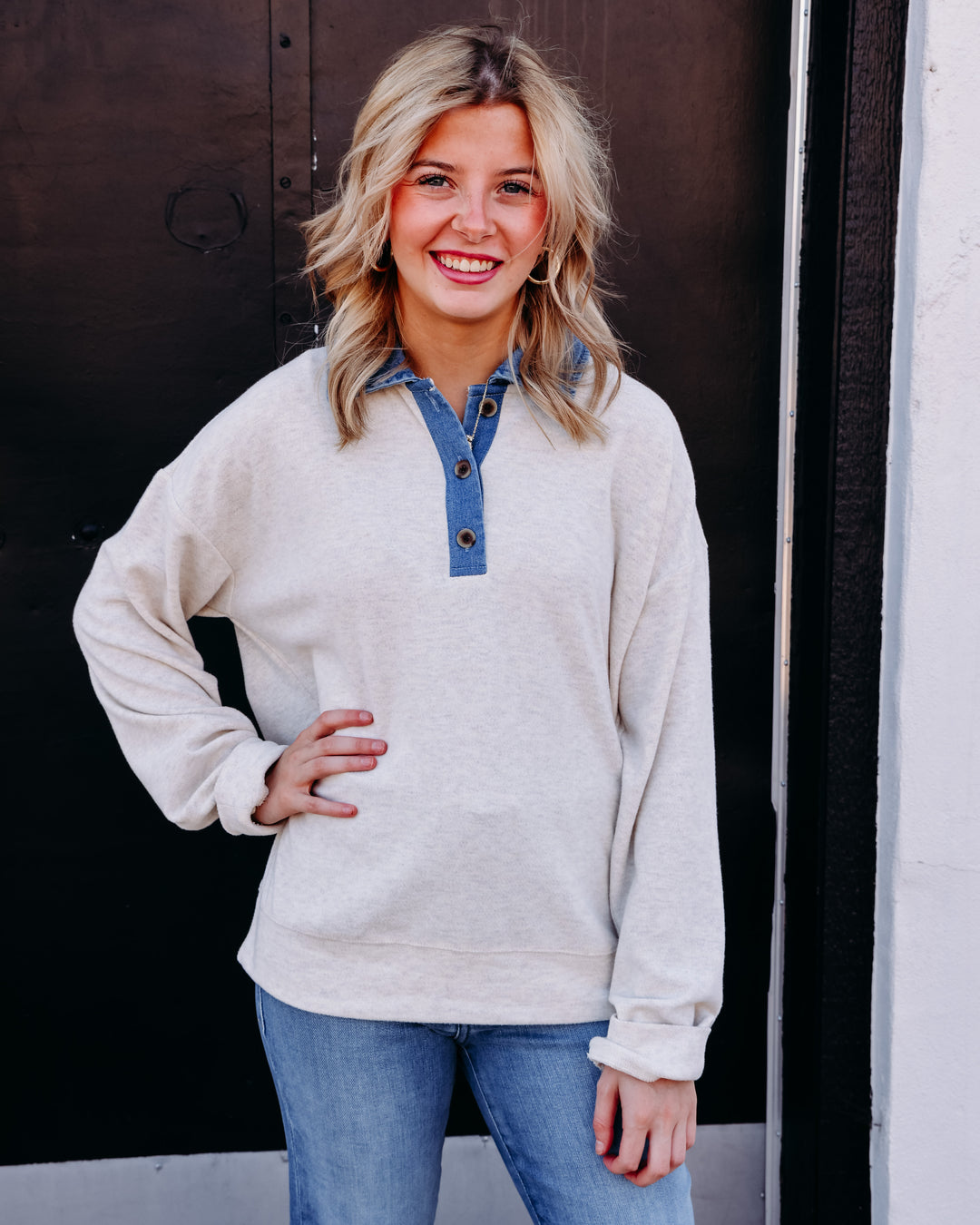 Thread & Supply Crest Pullover Heather Oatmeal T5590PVTS