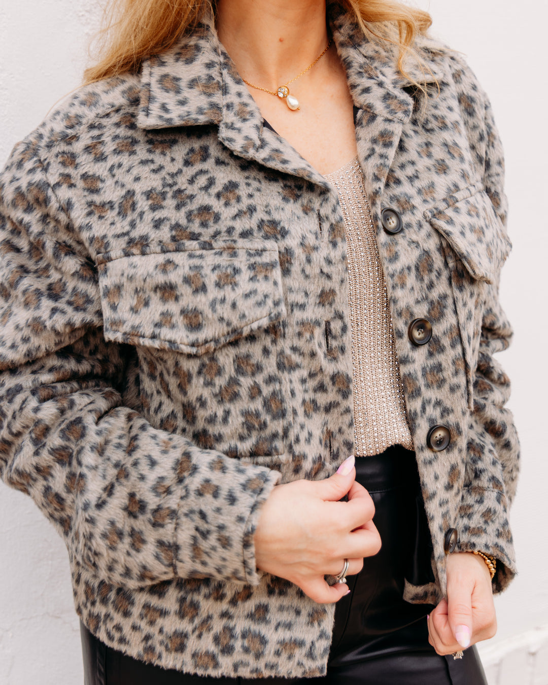 Karen Kane: Brushed Faux Fur Jacket in Leopard (3L61600)