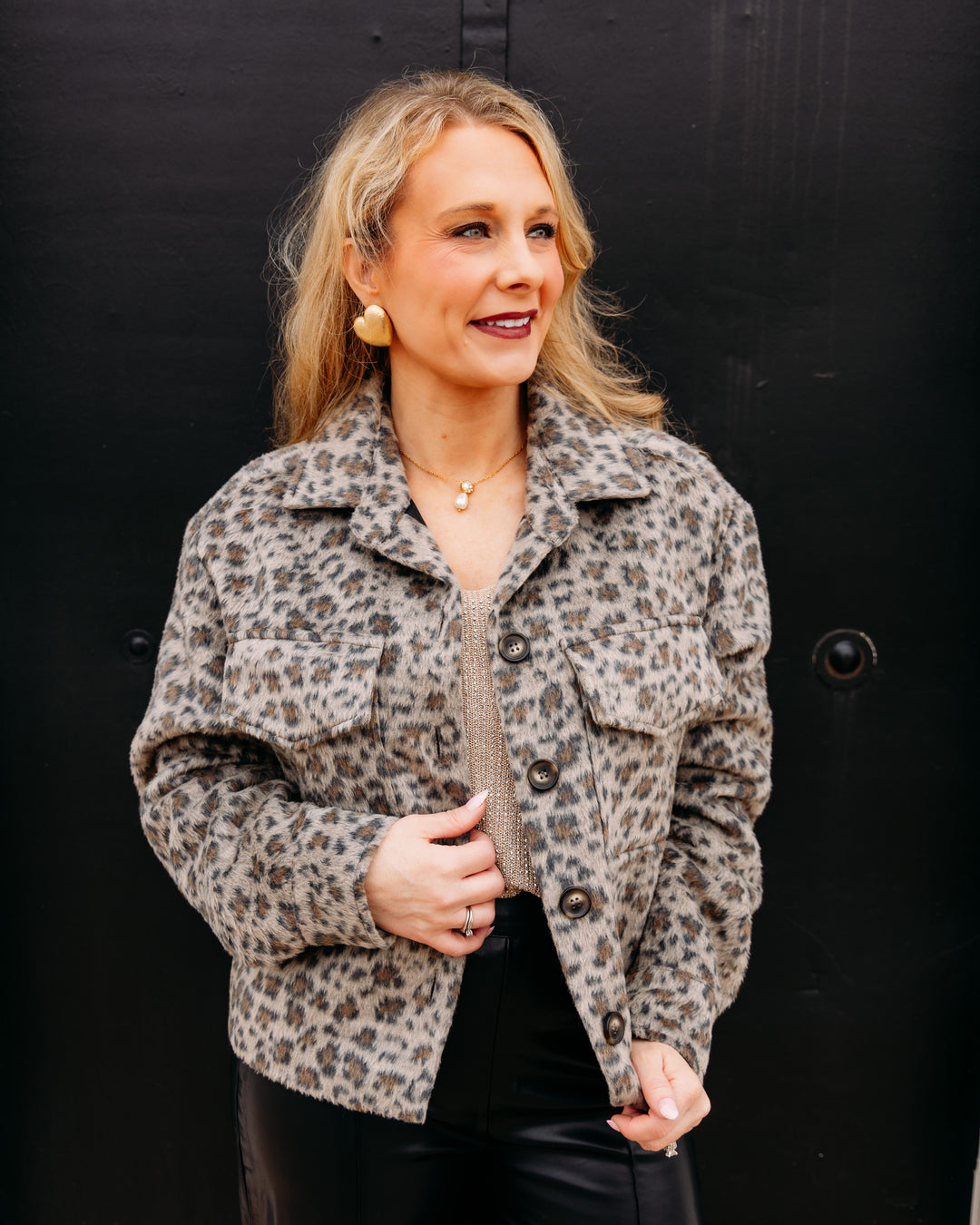 Karen Kane: Brushed Faux Fur Jacket in Leopard (3L61600)