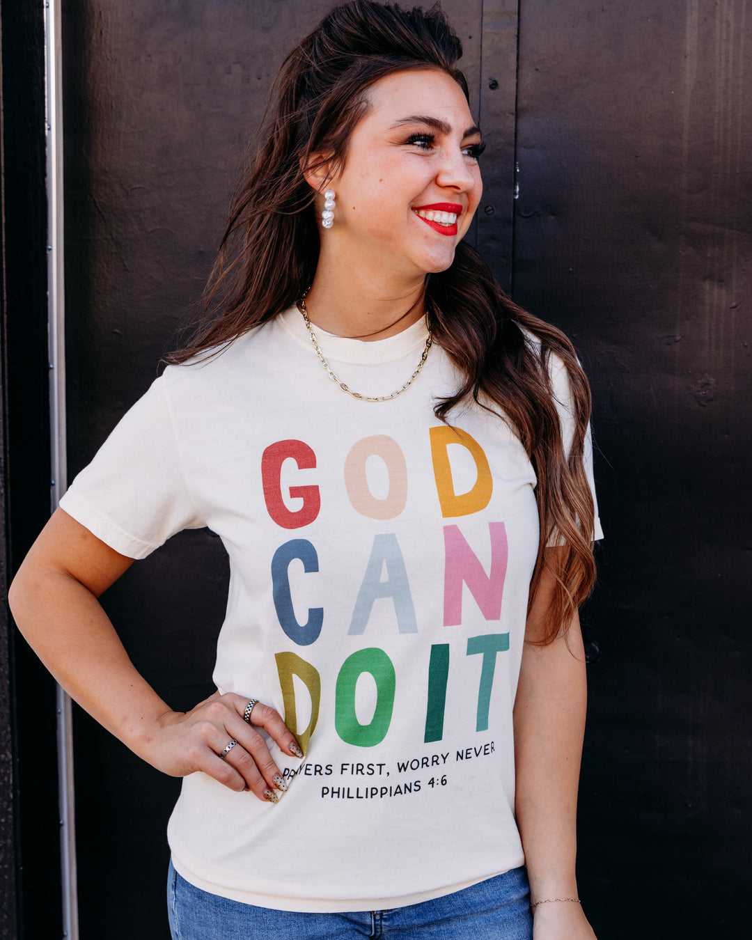 Poppy & Pine: God Can Do It Tee in Ivory