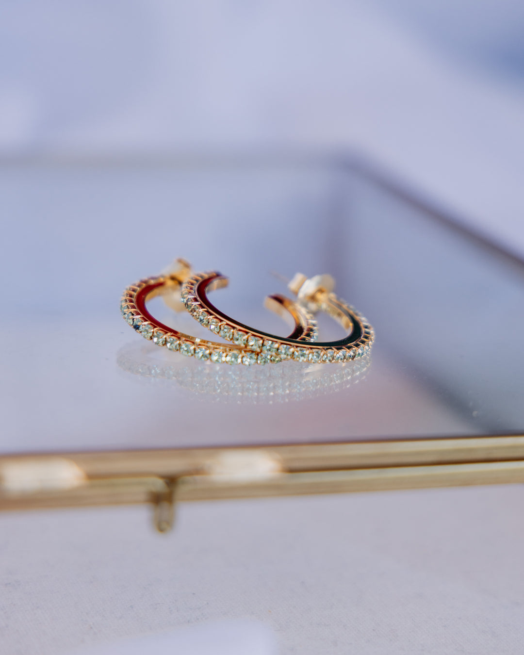 Tova: (E6034CHRY) Slim Hoops in Chrysolite
