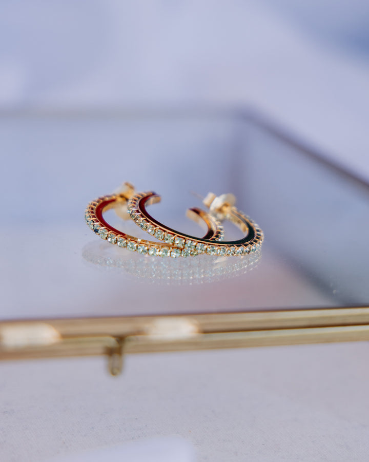 Tova: (E6034CHRY) Slim Hoops in Chrysolite