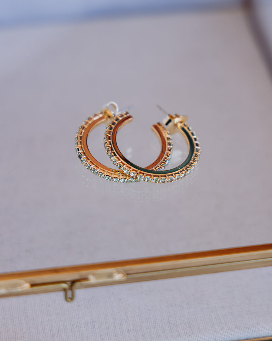Tova: (E6034CHRY) Slim Hoops in Chrysolite
