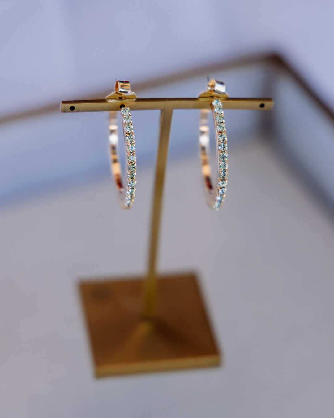 Tova: (E6034CHRY) Slim Hoops in Chrysolite
