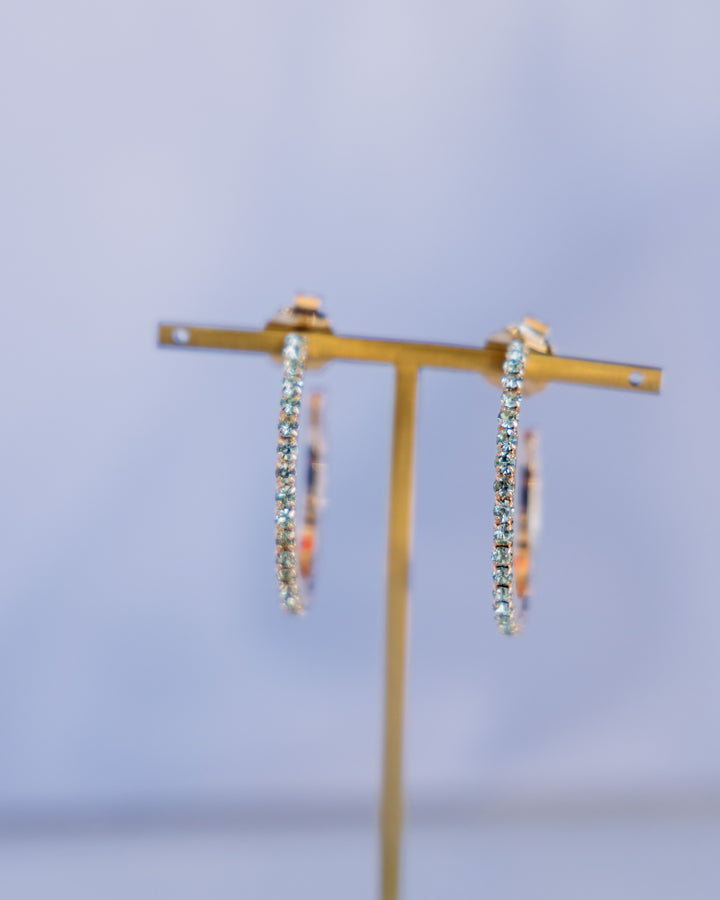 Tova: (E6034CHRY) Slim Hoops in Chrysolite