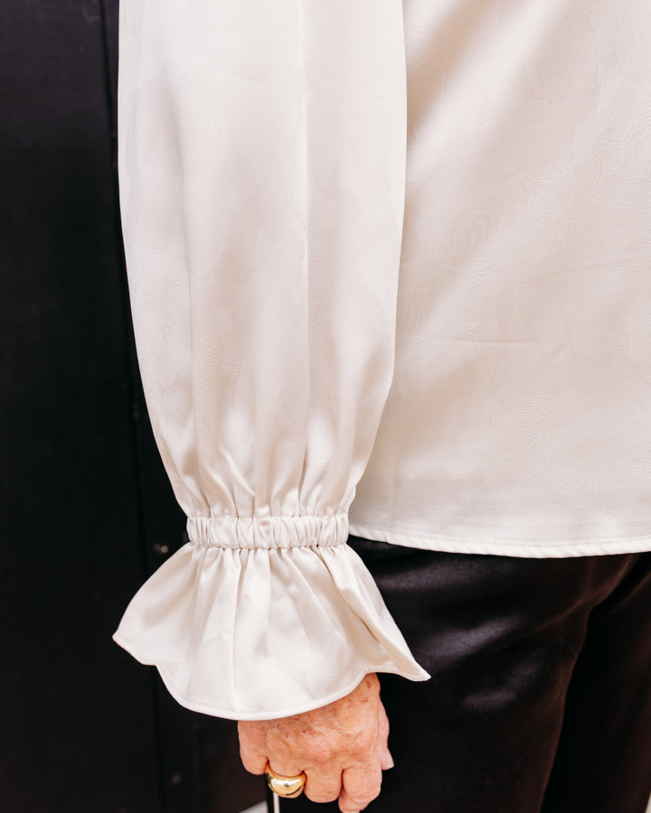 Joy Joy: Split Neck Top in Bone (80J7693)