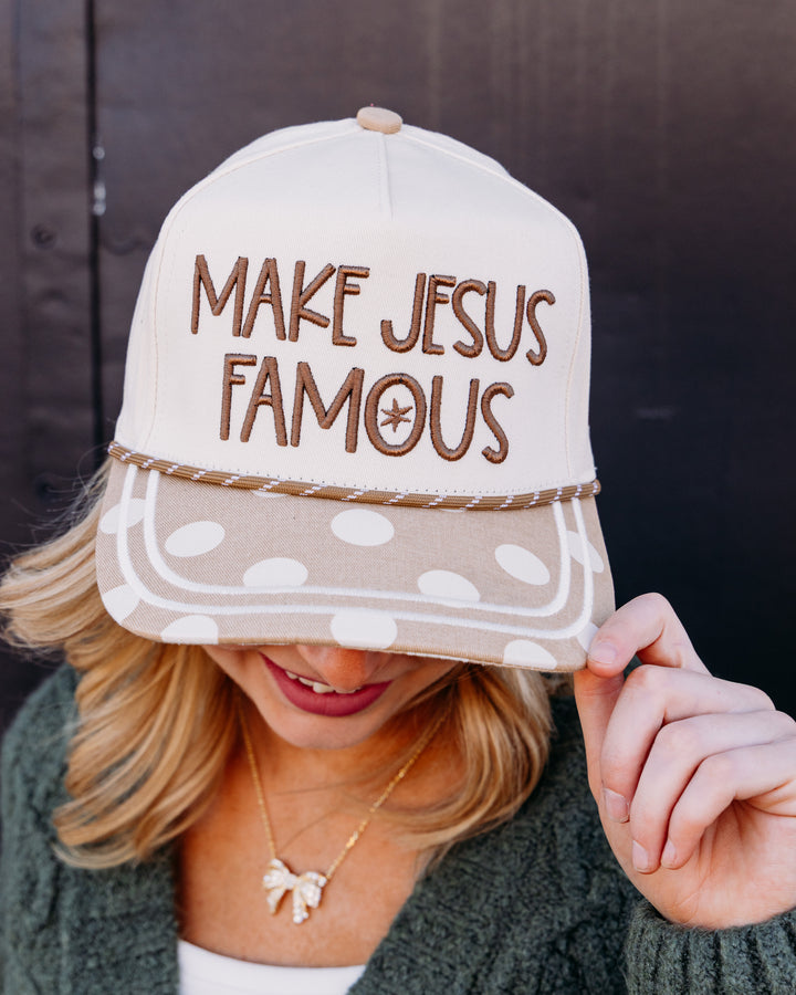 Poppy & Pine: Make Jesus Famous Hat in Brown Polka Dot