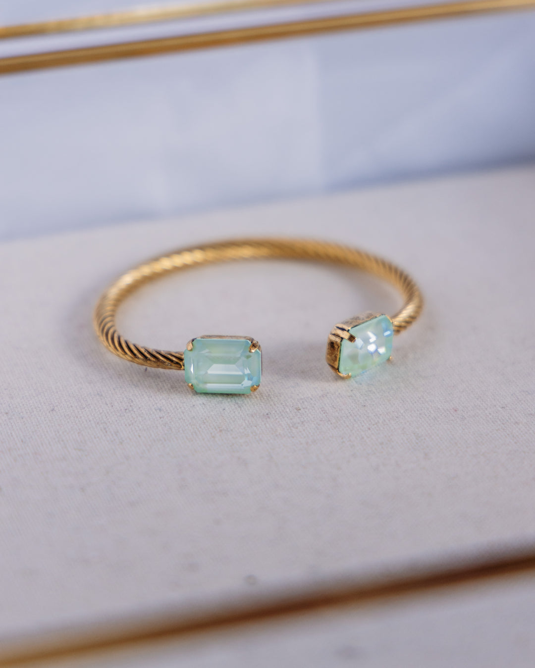 Tova: (B7404UMINT) Charlotte Cuff in Rectangle in Fairy Dust Ultra Mint
