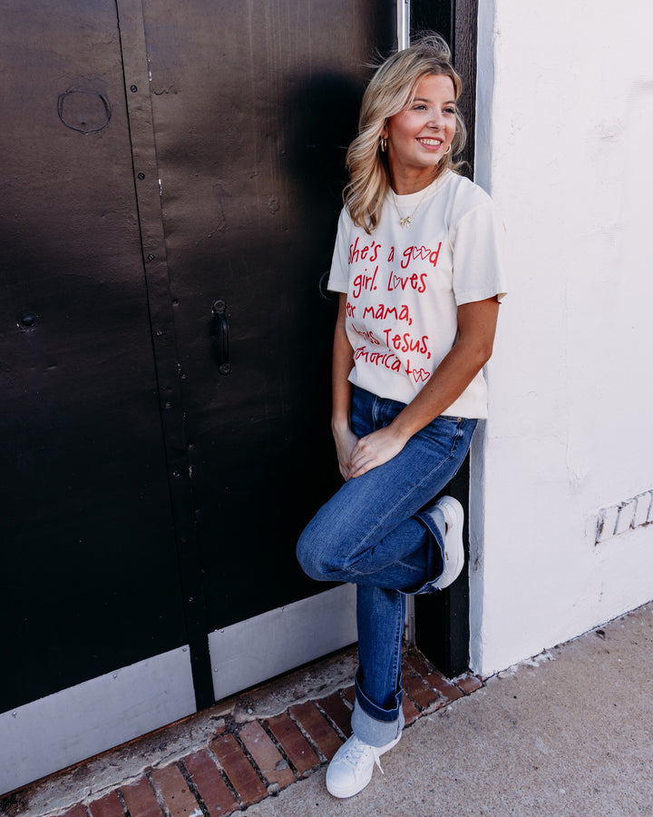 Poppy & Pine: She's a Good Girl Tee in Ivory