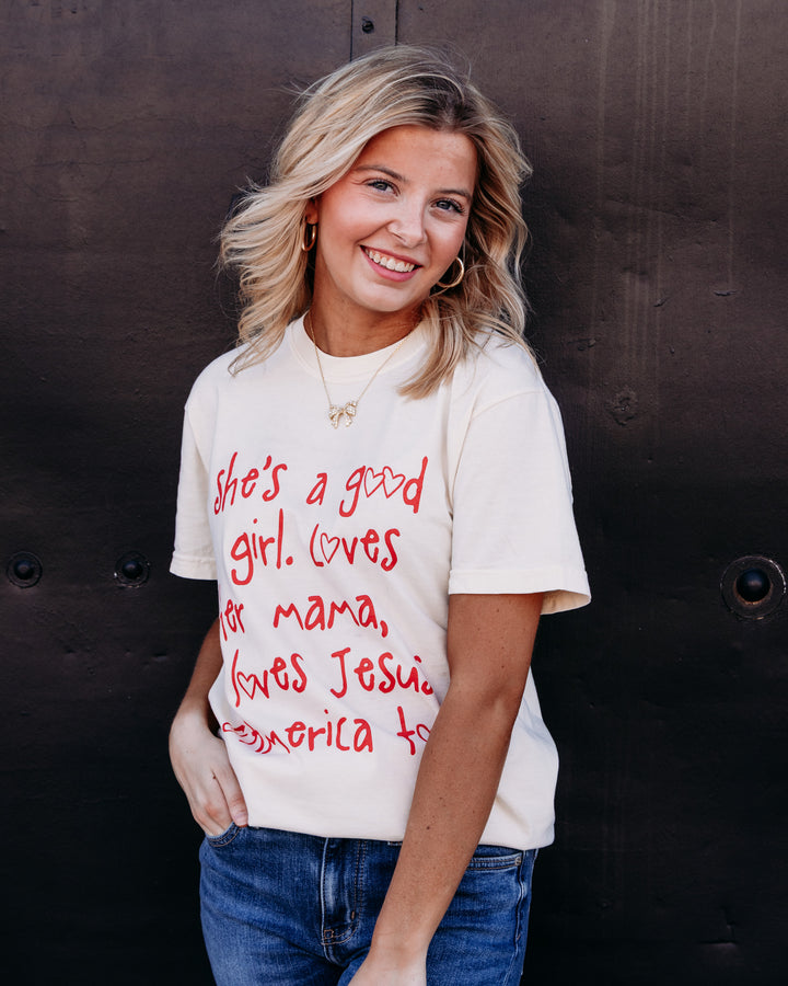 Poppy & Pine: She's a Good Girl Tee in Ivory