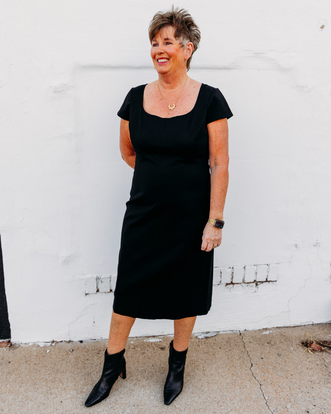 Spanx: Square Neck Cap Sleeve Midi in Classic Black (22621R)