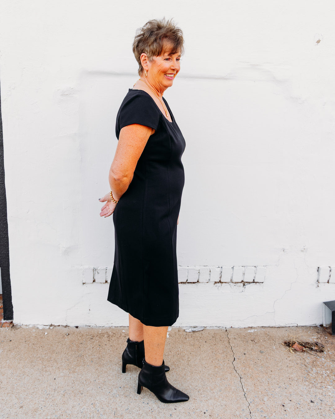 Spanx: Square Neck Cap Sleeve Midi in Classic Black (22621R)