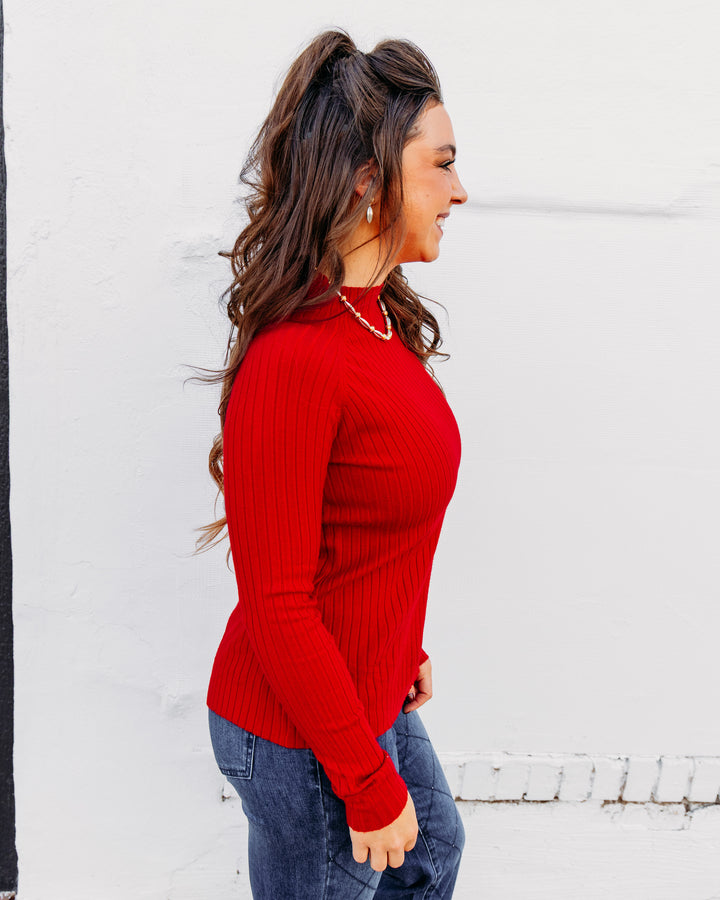 Charlie B: Ribbed Knit Mock Neck Sweater in Équestre (C2754RP)