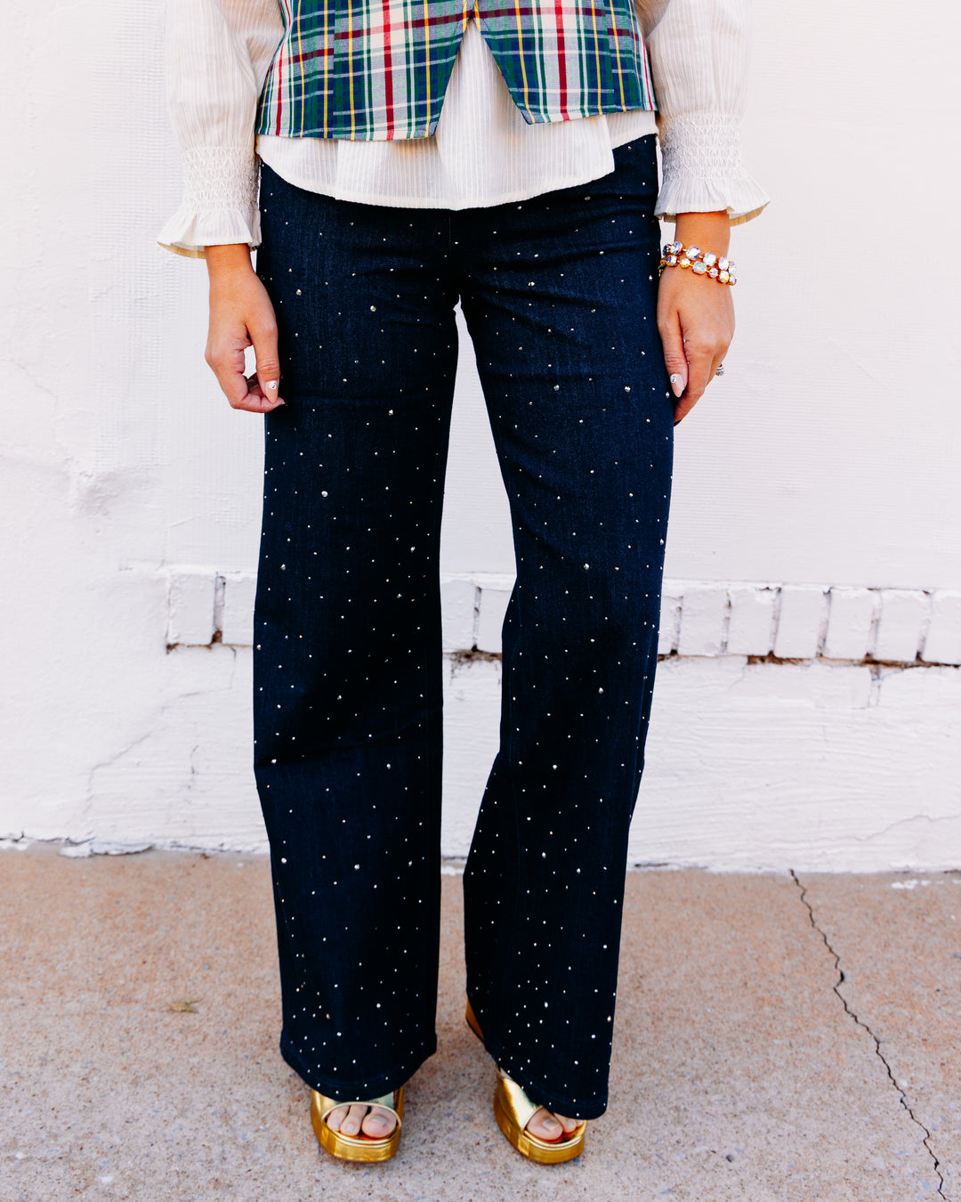 Joseph Ribkoff: Rhinestone Wide-Leg Jeans (254921W26)