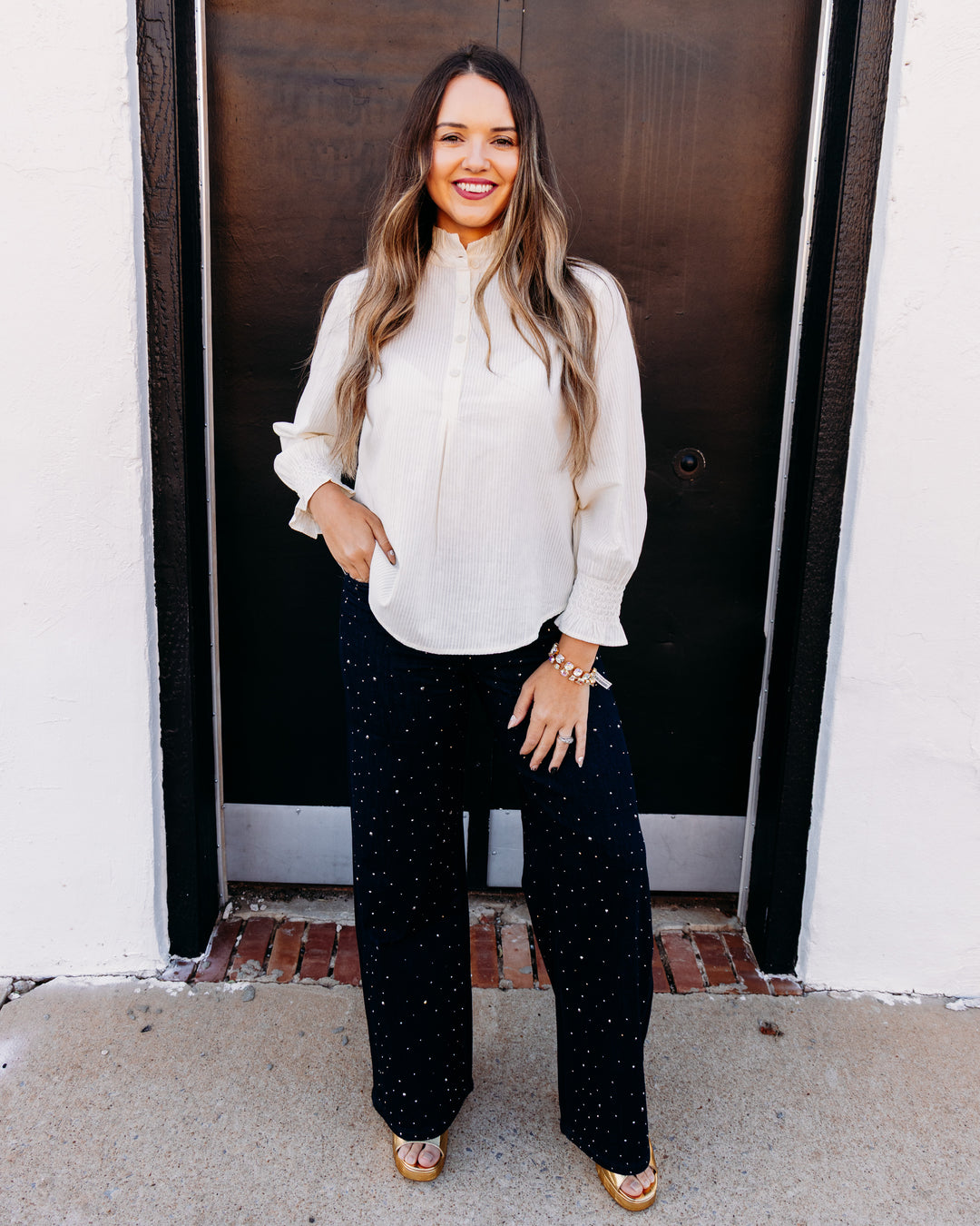 Joseph Ribkoff: Rhinestone Wide-Leg Jeans (254921W26)