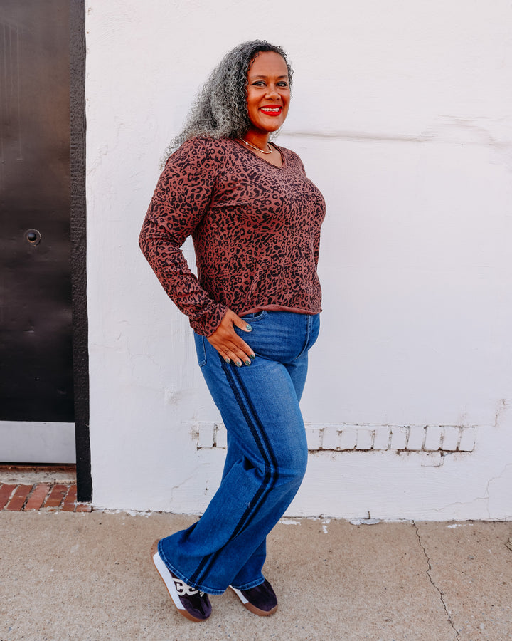 Dear John: Vanya Long Sleeve Top in Brown Leopard (DKN2150D9BOD)