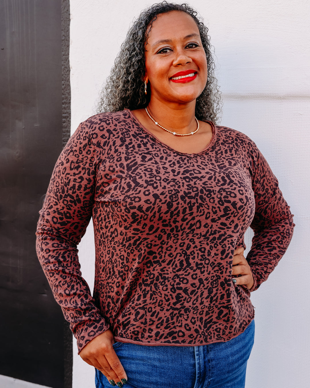 Dear John: Vanya Long Sleeve Top in Brown Leopard (DKN2150D9BOD)