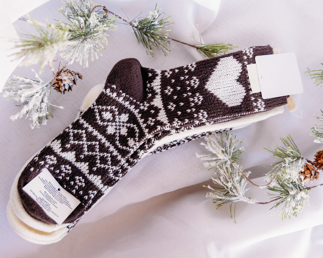 Free People: NORDIC KNIT SOCK PACK in Brown Pattern (FP-FPF25-06-2005)