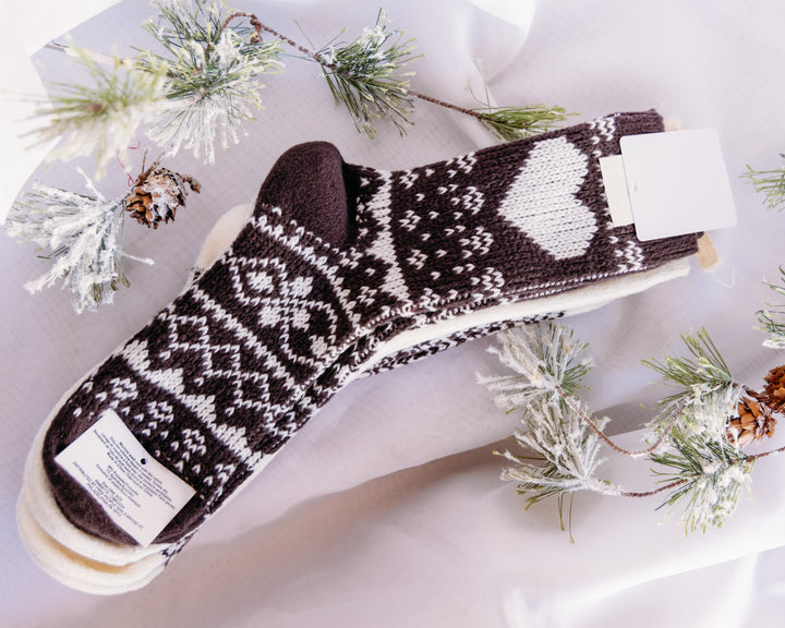 Free People: NORDIC KNIT SOCK PACK in Brown Pattern (FP-FPF25-06-2005)