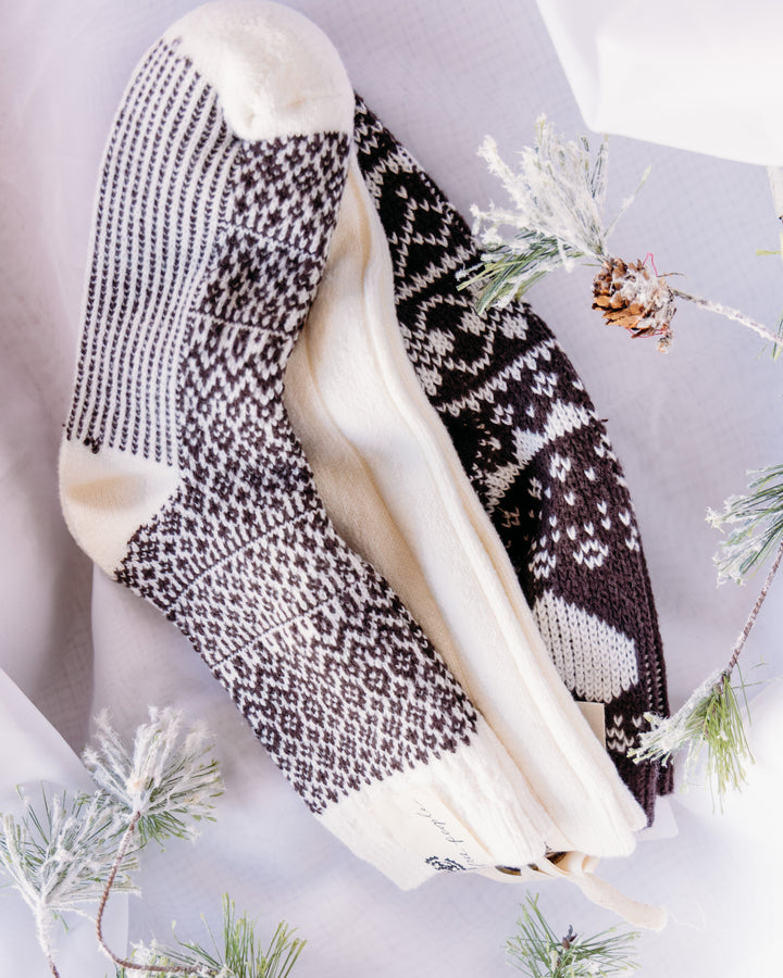 Free People: NORDIC KNIT SOCK PACK in Brown Pattern (FP-FPF25-06-2005)