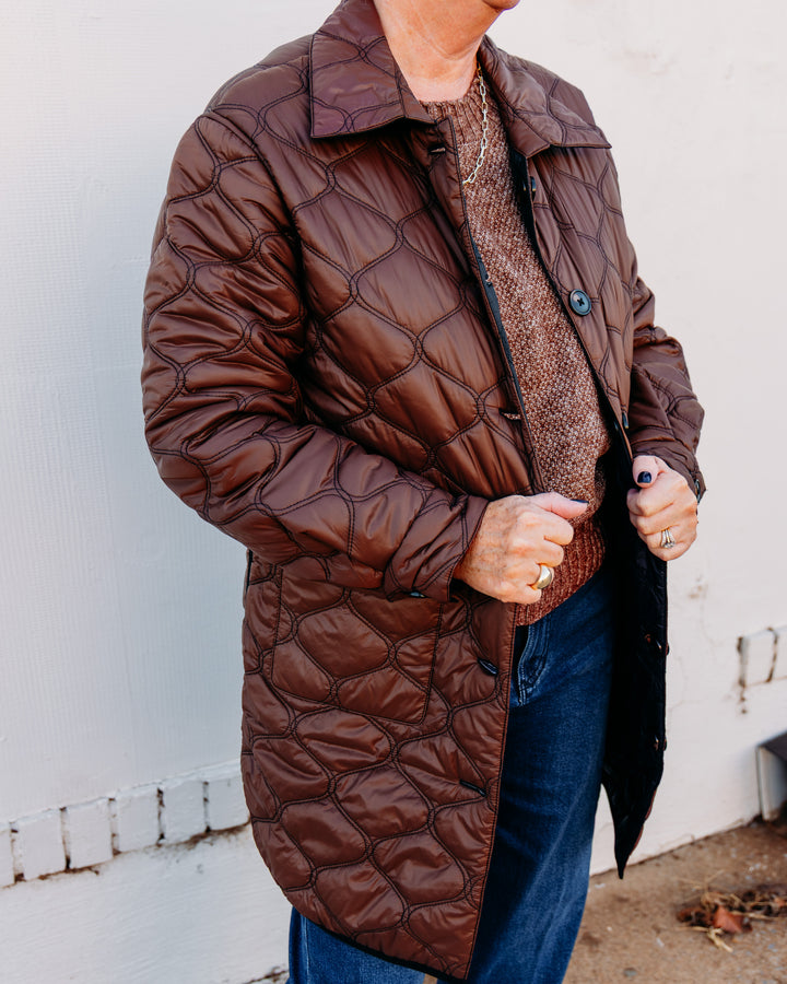 Tribal: Reversible Quilted Jacket in Brown/Black (6248O-5634-2543)