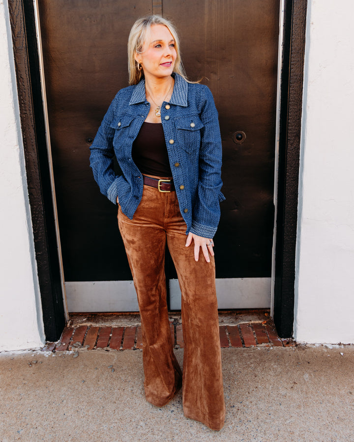 Liverpool: Fit And Flare Trucker Jacket in Blue Doris