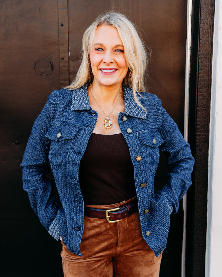 Liverpool: Fit And Flare Trucker Jacket in Blue Doris
