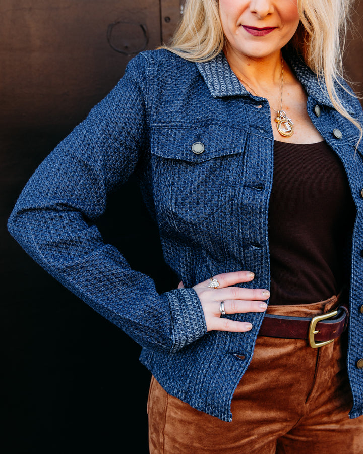 Liverpool: Fit And Flare Trucker Jacket in Blue Doris
