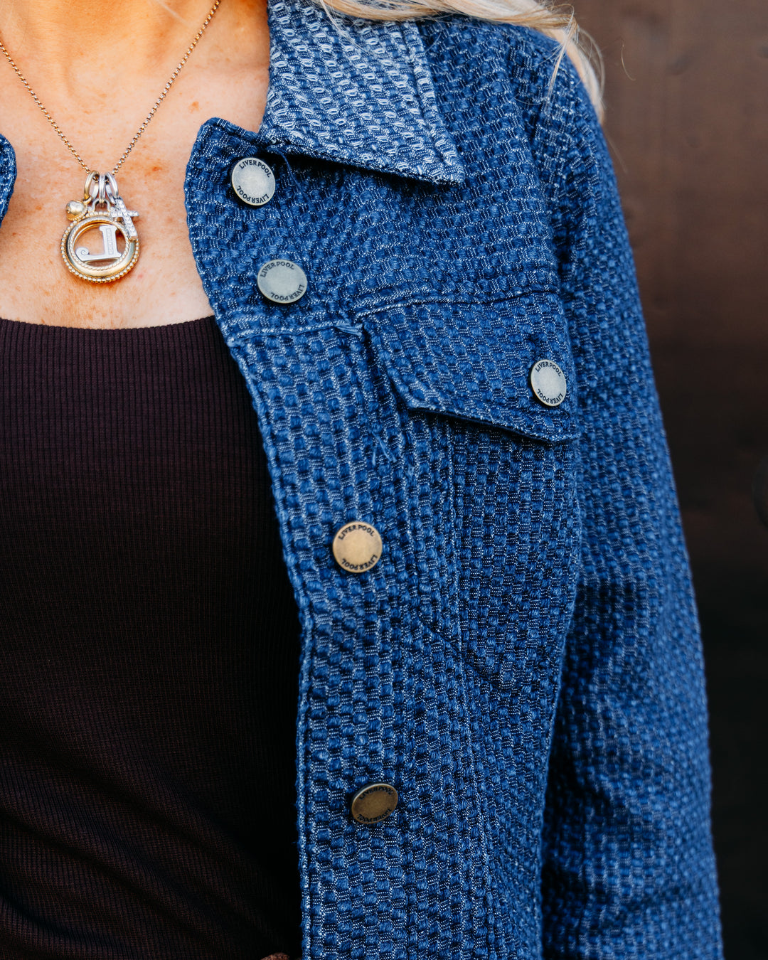 Liverpool: Fit And Flare Trucker Jacket in Blue Doris