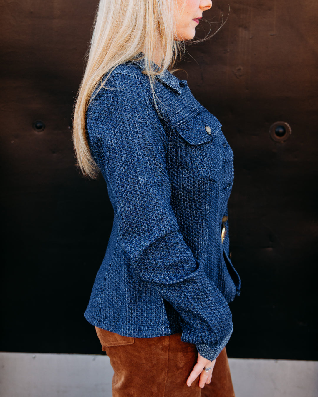 Liverpool: Fit And Flare Trucker Jacket in Blue Doris