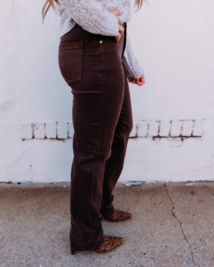 Liverpool: Kennedy Comfort Waist Straight 32' Ins in Carob Brown