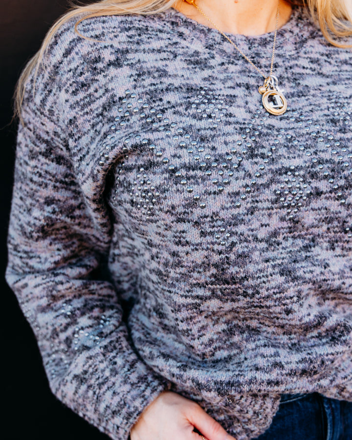 Tribal: Lofty Crew Neck Sweater With Stud in Steel (6346O-5620-3426)