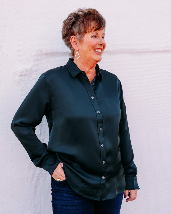 Spanx: Silky Smooth Button Down in Night Forest (21680R)