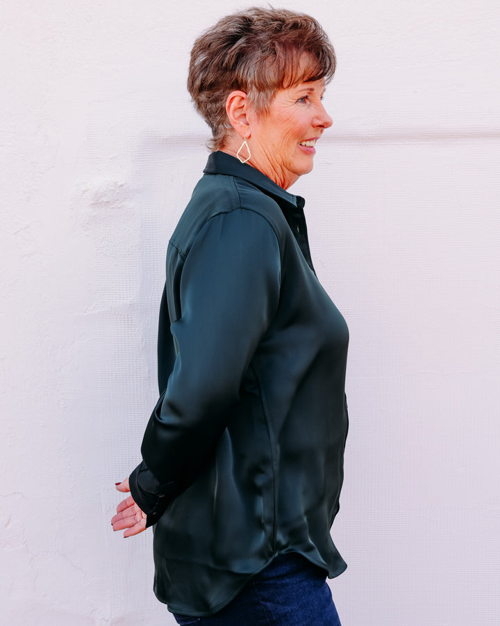 Spanx: Silky Smooth Button Down in Night Forest (21680R)