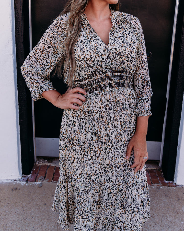 Elan: Long Sleeve Dress in Brown Lia (CFP50500)