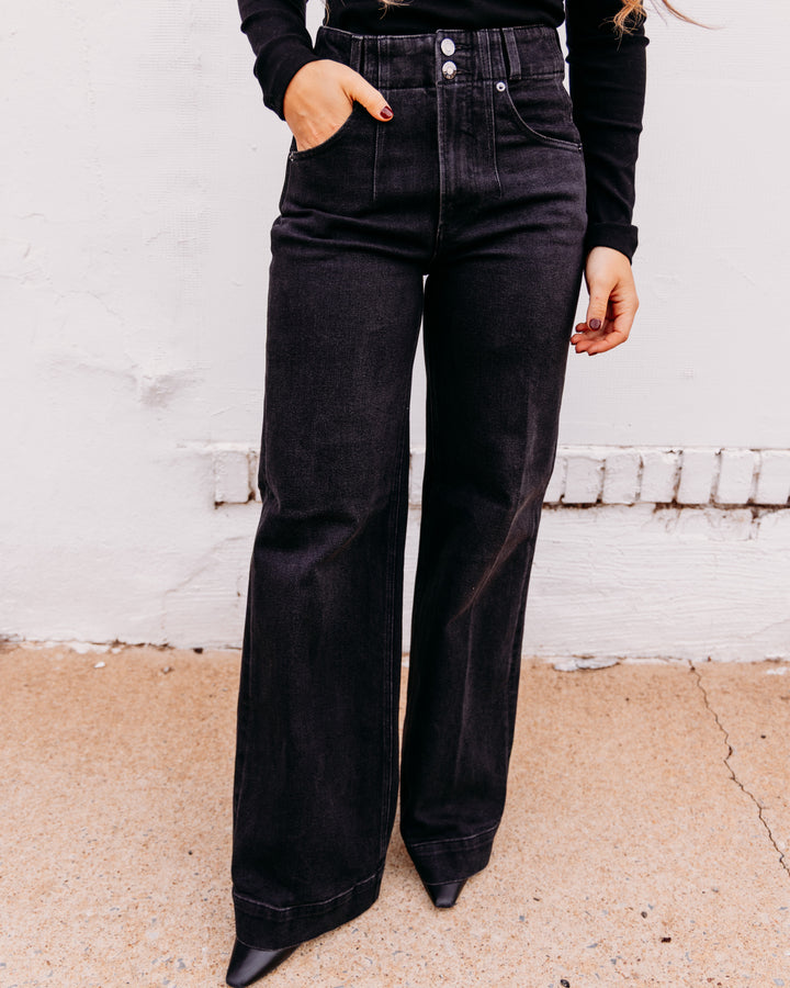 Pistola: Lana Double Button High Rise Ultra Wide Leg in Jetset  (P00016056)