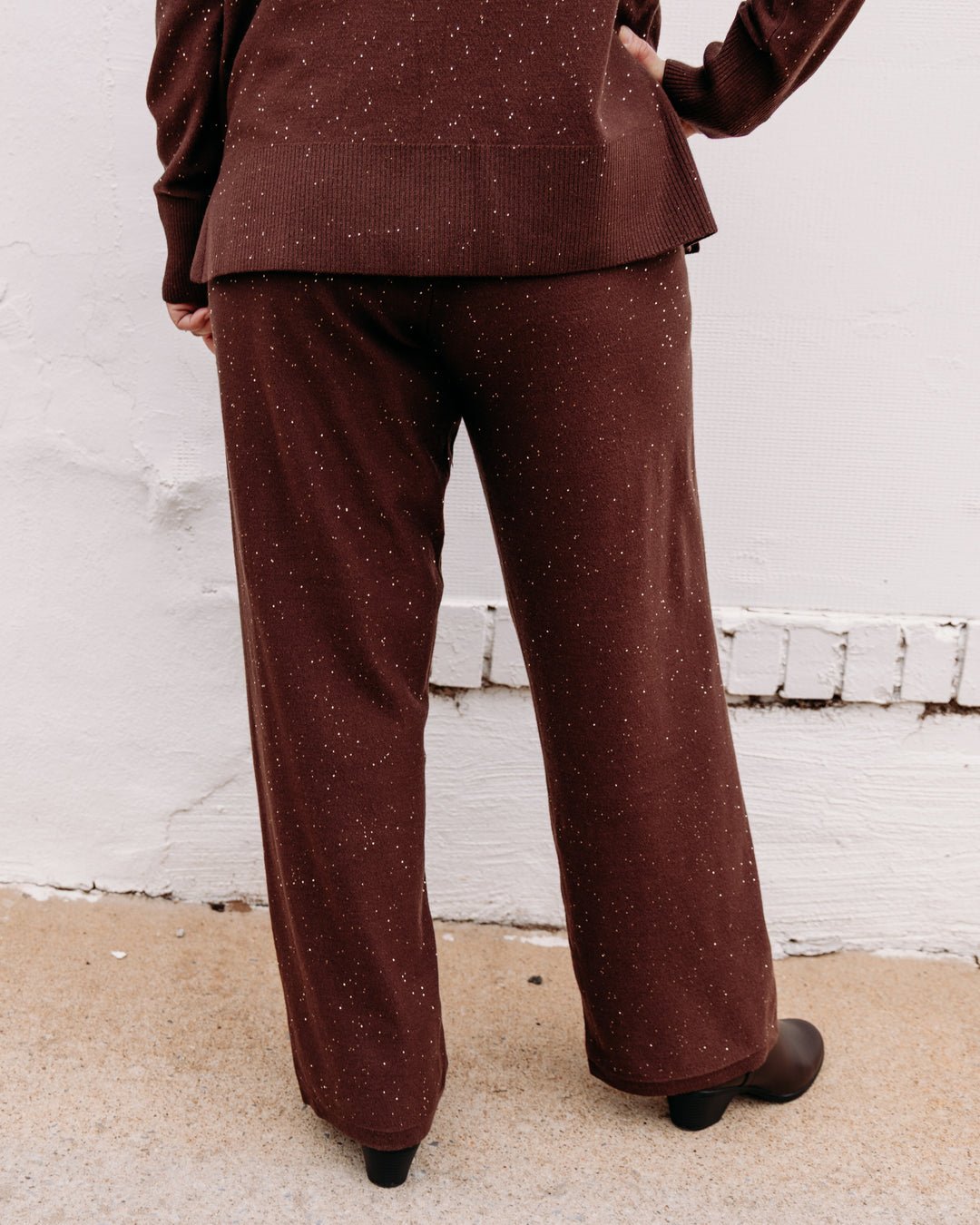 Joseph Ribkoff: Sequin Knit Drawstring Culottes in Mahogany (264931)