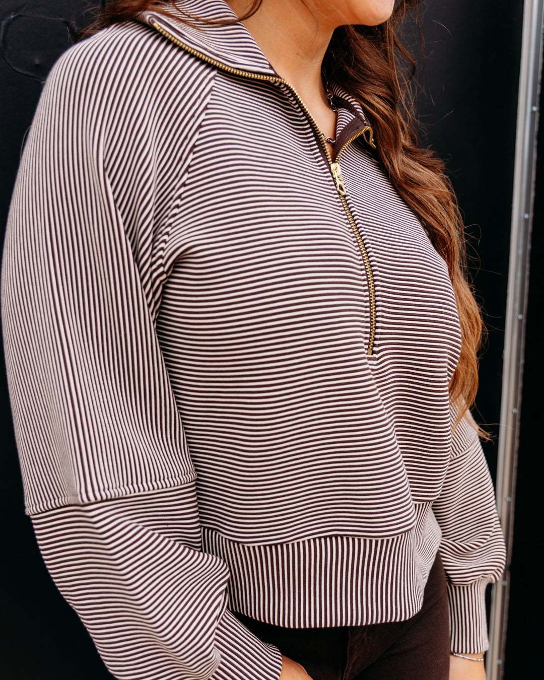 Varley: Milano Half Zip Sweat 2.0 in Coffee Bean / Birch (VAR02122)