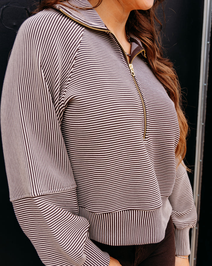 Varley: Milano Half Zip Sweat 2.0 in Coffee Bean / Birch (VAR02122)