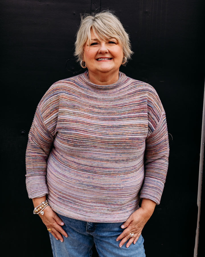 French Dressing Jeans: Boat Neck Long Sleeve Sweater in Multi Sp (1215888)
