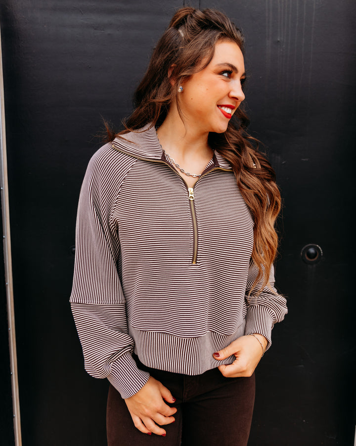 Varley: Milano Half Zip Sweat 2.0 in Coffee Bean / Birch (VAR02122)
