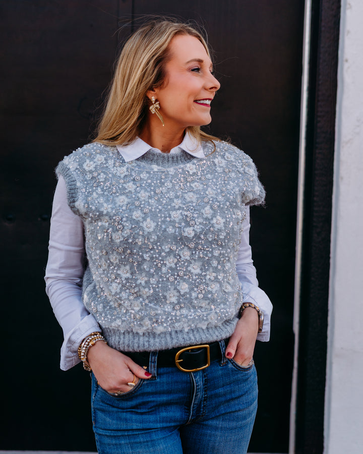 Design History: Beaded Vest in Silver Mist - The Vogue Boutique