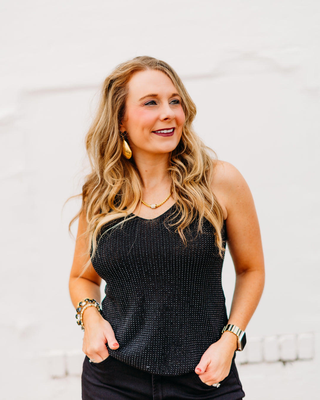 Joseph Ribkoff: Metallic Knitted Camisole with Rhinestones (252915) - The Vogue Boutique