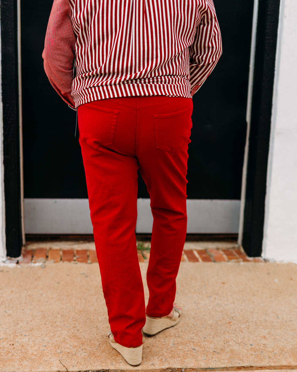 Multiples: Zip Front Ankle Jeans in Red(M35711PM) - The Vogue Boutique