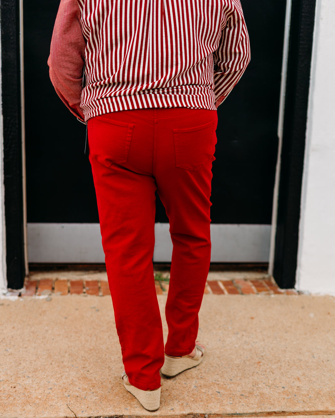 Multiples: Zip Front Ankle Jeans in Red(M35711PM) - The Vogue Boutique